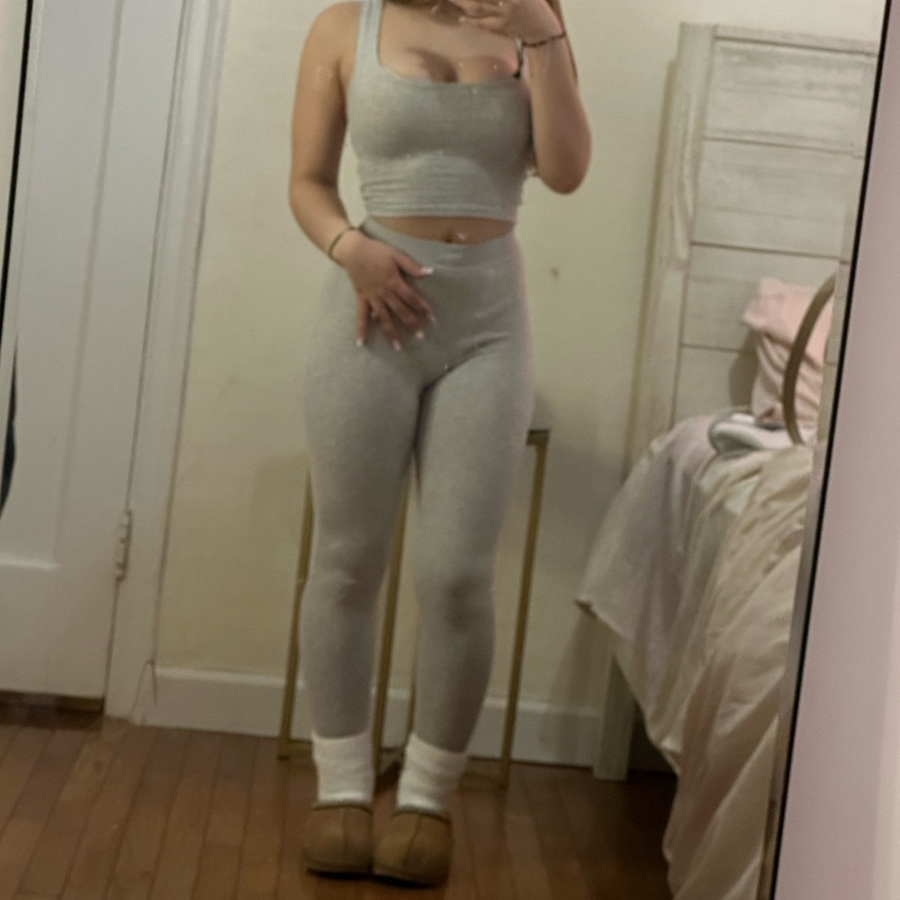 skims heather grey cotton rib set